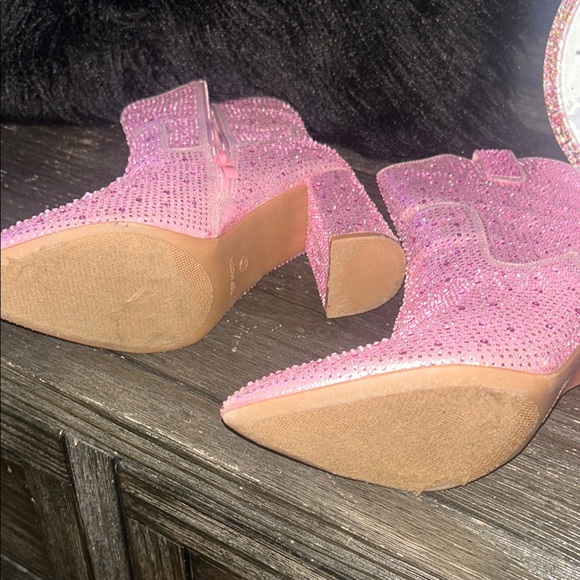 Pink Rhinestone Ankle Boots - Picture 3 of 4